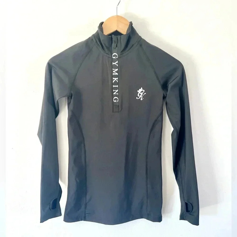 Gym King Tapered 1/4 Zip Long Sleeve Black Athletic Top‎ Size 6